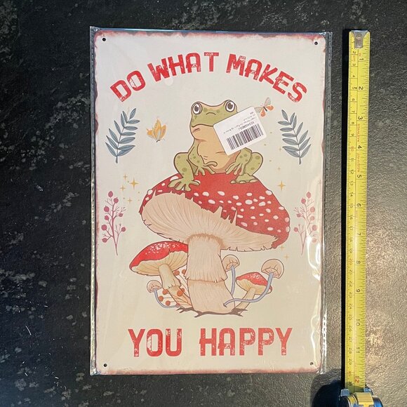 Whimsical Frog on Mushroom Tin Sign (NWT) - Picture 2 of 7